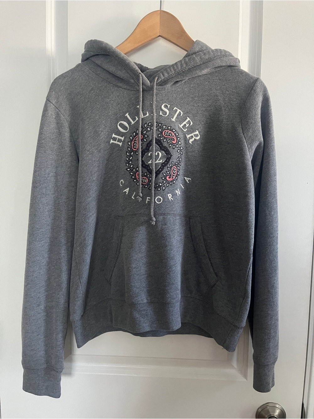 Hollister Charcoal Gray Hooded Pullover with Logo Accent